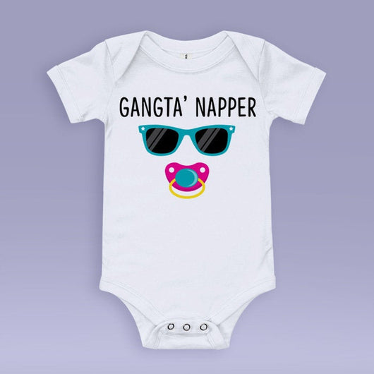 Gangsta Napper / Gangsta Rapper Parody Baby Bodysuit - Blue or Red - Cute Baby Gift