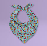 Triangle Ice Cream and Sunglasses Themed Pet Bandana - Dog Scarf or Cat Scarf - Cute Summery Inspired Print