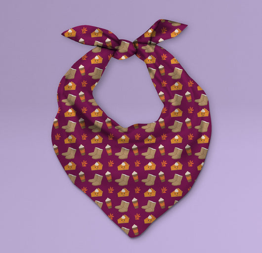 Fall Themed Pumpkin Spice Pet Bandana Triangle -  Pumpkin Spice and Everything Nice - Cute Fashion For Your Favorite Dog or Cat