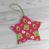 Pink Avocado Toast Ornament   Christmas Tree Ceramic Ornaments  Avocado Toast Gifts