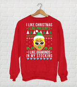 Unisex Cardi B Christmas Sweater  "I Like Christmas, I Like Presents, I Like Diamonds In My Stocking" Cardi B Holiday Sweater - Ugly Sweater