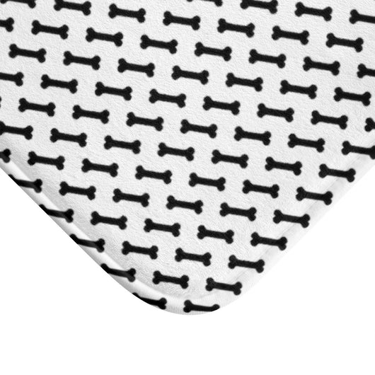 Dog Bone Black & White Printed AntiSlip Bathmat