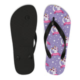 Cute Unisex FlipFlops  Purple Cool Unicorn Thongs