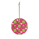 Pink Avocado Toast Ornament   Christmas Tree Ceramic Ornaments  Avocado Toast Gifts