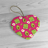 Pink Avocado Toast Ornament   Christmas Tree Ceramic Ornaments  Avocado Toast Gifts