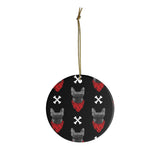 Cute Red & White Bulldog Ornament -  Christmas Tree Ceramic Ornaments  - Bulldog Gifts