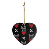 Cute Red & White Bulldog Ornament -  Christmas Tree Ceramic Ornaments  - Bulldog Gifts