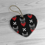 Cute Red & White Bulldog Ornament -  Christmas Tree Ceramic Ornaments  - Bulldog Gifts