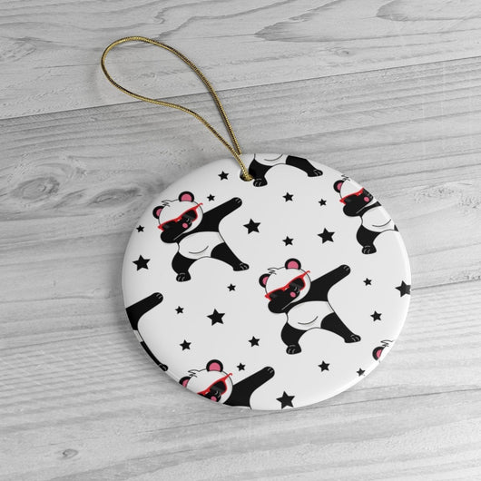 Dabbing Panda Black & White Ornament   Christmas Tree Ceramic Ornaments - Panda Lover Christmas Gifts