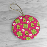 Pink Avocado Toast Ornament   Christmas Tree Ceramic Ornaments  Avocado Toast Gifts