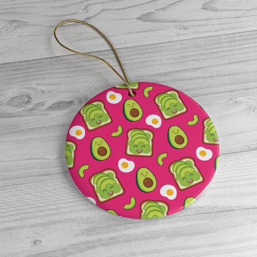 Pink Avocado Toast Ornament   Christmas Tree Ceramic Ornaments  Avocado Toast Gifts
