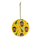 Yellow Funny Drake & Champagne Ornament - Christmas Tree Ceramic Ornaments - Drake Funny Christmas Gift