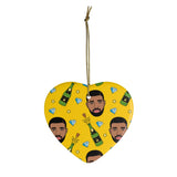 Yellow Funny Drake & Champagne Ornament - Christmas Tree Ceramic Ornaments - Drake Funny Christmas Gift