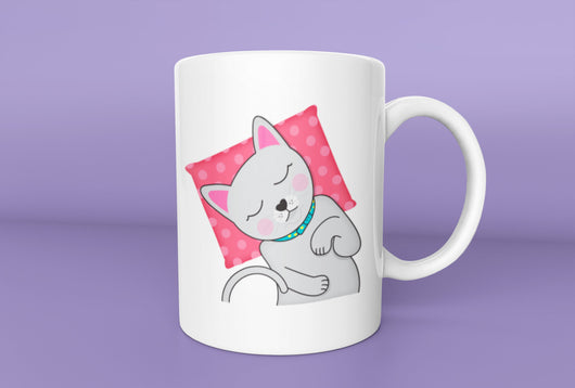 Sleeping Russian Blue Cat Mug -  Cat Mug - Russian Blue Cat Owner Mug