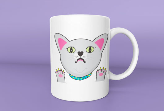 Funny Scared Russian Blue Cat Mug -  Cat Mug - Russian Blue Cat Owner Mug