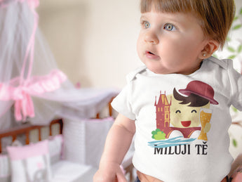 I Love You - Czech Themed Miluji tě - Baby Bodysuit - White - Cute Baby Gift - Czech Baby Gift