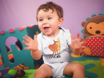 I Love You - Australian Themed Kangaroo Baby Bodysuit - White - Cute Baby Gift - Aussie Baby Gift