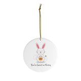 You're Sweet As Honey - Cute Bunny Ceramic Ornament