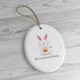 You're Sweet As Honey - Cute Bunny Ceramic Ornament
