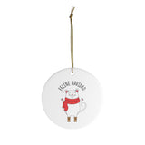 Feline Navidad Cute Cat Ornament - Ceramic Ornament For Christmas Tree - Feliz Navidad