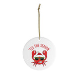 Holiday 'Tis The Season Crab - Fisherman Christmas Ornament - Ceramic Ornament For Christmas Tree