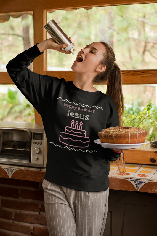 Happy Birthday Jesus - Holiday Sweater  - Ugly Sweater Party For Christmas Season
