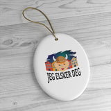 Norway - Holiday Ornament For Christmas Tree - Ceramic Ornament - Norwegian Ornament - Geg Elsker Deg