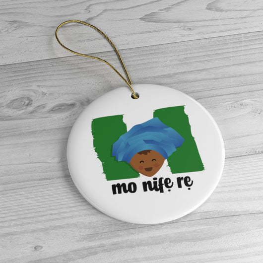 Nigerian - Holiday Ornament For Christmas Tree - Ceramic Ornament - Nigeria Ornament
