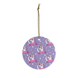 Cute Purple and Pink Unicorn "Cool" Holiday Tree Ornament