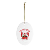 Holiday 'Tis The Season Crab - Fisherman Christmas Ornament - Ceramic Ornament For Christmas Tree