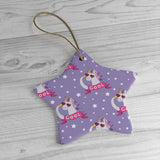 Cute Purple and Pink Unicorn "Cool" Holiday Tree Ornament