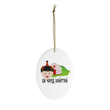 I Love You - Mongolian Christmas Tree Ornament -  Mongolia Ceramic Ornament