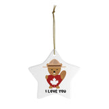 I Love You - Canada Ranger Beaver - Christmas Tree Ornament -  Canadian Ceramic Ornament