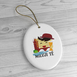 Czech I Love You Holiday Ceramic Tree Ornament - Czech Gift Idea - Czech Republic - Miluji tě