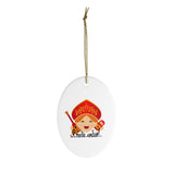 Cute Russian "I Love You" Ornament - Christmas Tree Ornament - Ceramic