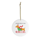 Dachshund Through The Snow - Ceramic Ornament For Christmas Tree - Dog Ornament