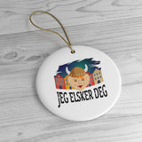 Norway - Holiday Ornament For Christmas Tree - Ceramic Ornament - Norwegian Ornament - Geg Elsker Deg
