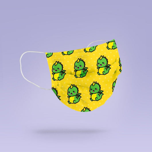 Yellow & Green Dinosaur Cute Coffee Face Mask Cover