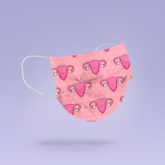 Washable & Reusable Feminist Women's Rights Uterus Face Mask Cloth Cover Gynecologist OBGYN Mask