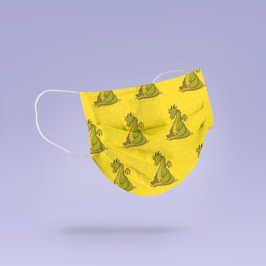 Sad Dragon - Yellow Mask - Washable & Reusable Cloth Face Mask Cover