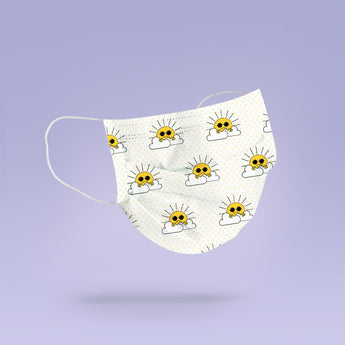 Funny Emo Sun - White Mask - Washable & Reusable Cloth Face Mask Cover