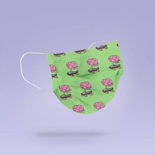 Skateboarding Brain - Washable & Reusable Cloth Face Mask Cover