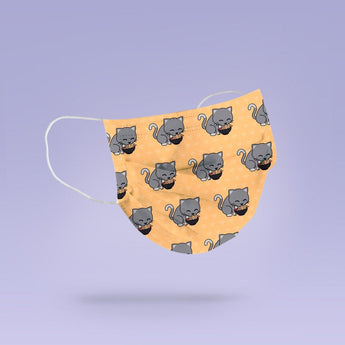 Washable & Reusable Cat Eating Noodles Face Mask Cover