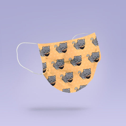 Washable & Reusable Cat Eating Noodles Face Mask Cover