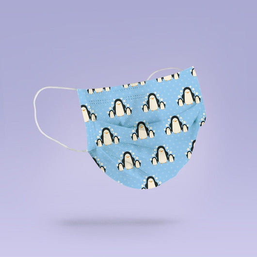 Washable & Reusable Blue Penguin Family Cute Face Mask Cover