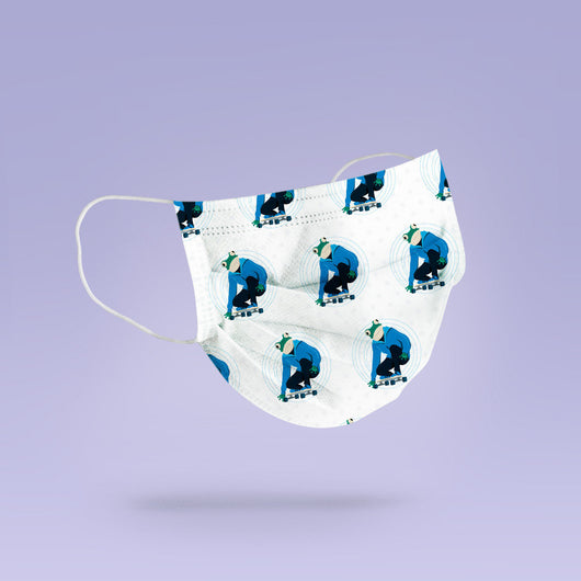 Washable & Reusable Trippy Skateboarding Frog Face Mask Cover