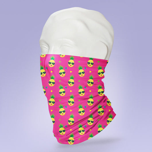 Washable & Reusable Cloth Neck Gaiter Face Shield - Pineapple Toast Print - Face Mask
