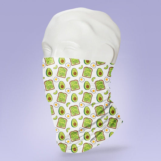 Washable & Reusable Avocado Toast  - Gaiter Face Shield - Face Mask - Face Buff - Snood - Face Gator