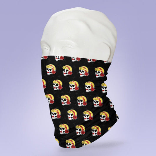 Washable & Reusable Day of the Dead - Dia De Los Muertos Gaiter Face Shield - Face Mask - Face Buff - Snood - Face Gator