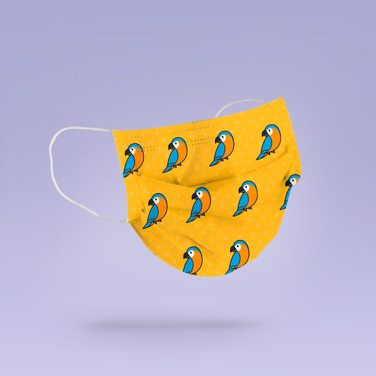 Washable & Reusable Orange Parrot Mask Cover - Cute Face Mask